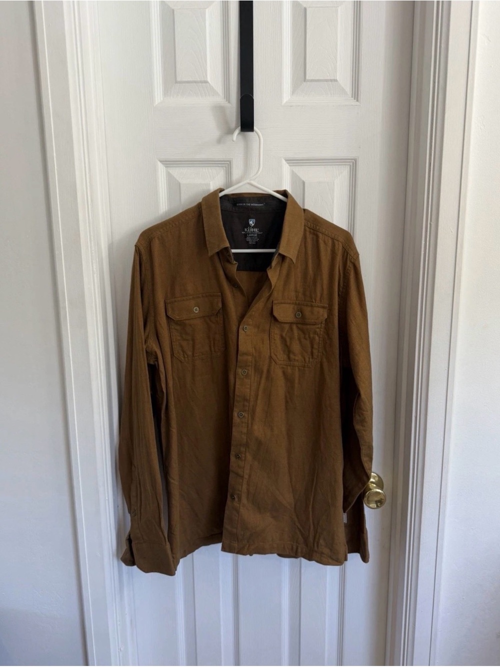 KUHL Men's Large Brown Dillingr Flannel Long Sleeve Shirt